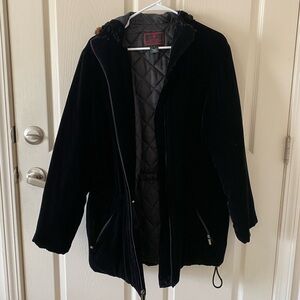 Ralph Lauren velvet women winter jacket with faux fur hood | black size M